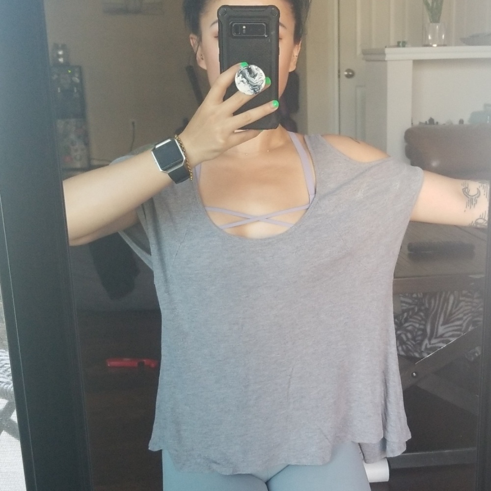Bebe × Kardashian shoulder cup out top